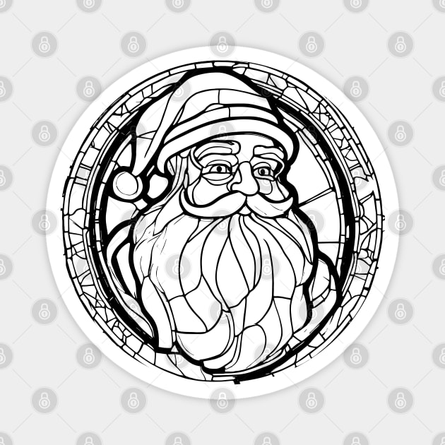 Santa Claus Stained Glass (Black) Magnet by The Tee Bizarre